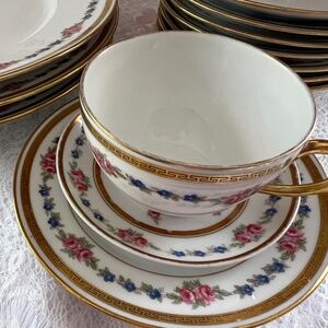 Bernardaud Limoges BER7 Teacup Trio|3 Pc| Vintage French Porcelain